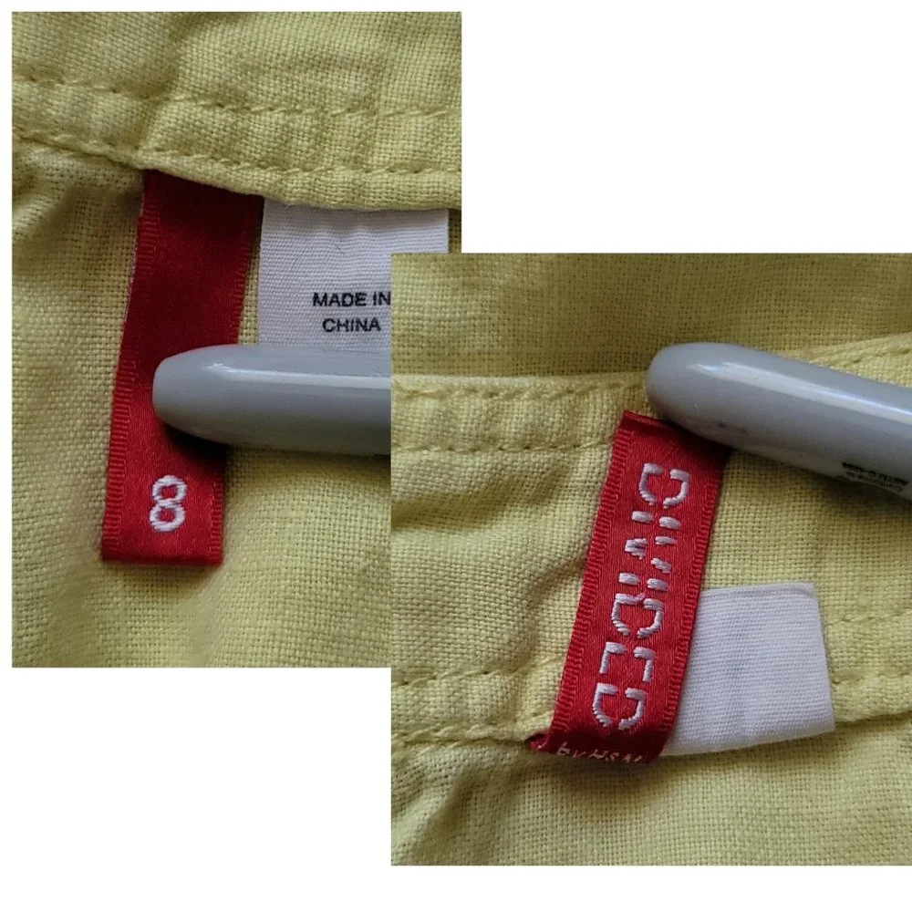 Divided Yellow Linen A-line Skirt Women's 8 - Picture 2 of 3